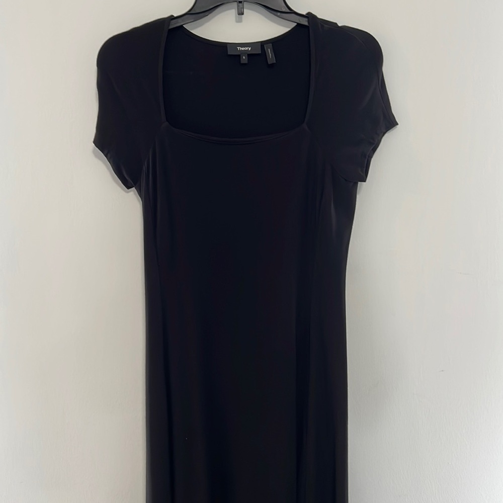 THEORY Black A Line Midi Dress Size Small